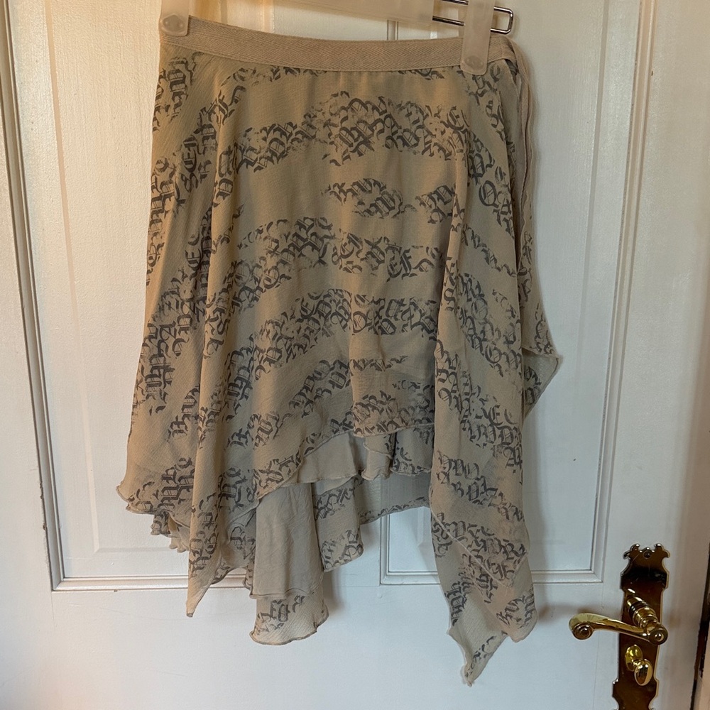 silence + noise Beige Printed Asymmetrical Hem Skirt